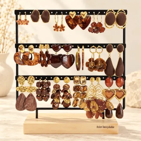 copy of copy of copy of copy of Pack de 18 boucles d'oreilles acier - noir