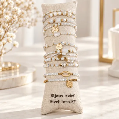 copy of copy of copy of Pack de 12 bracelets acier - argenté noir