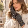 Gants effet cuir avec boucle dorée