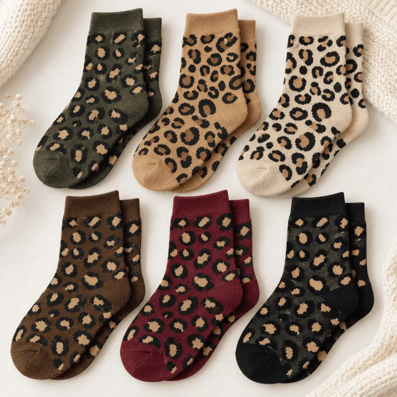 Pack de 6 paires de chaussettes léopard