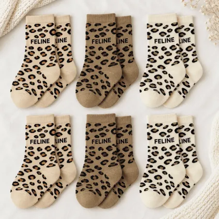 Pack de 6 paires de chaussettes léopard « FELINE »