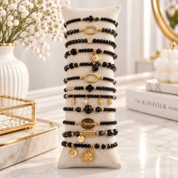copy of copy of Pack de 12 bracelets acier - argenté noir