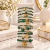 Pack de 12 bracelets cristal de verre et acier - vert