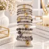 Pack de 12 bracelets cristal de verre et acier - GRIS