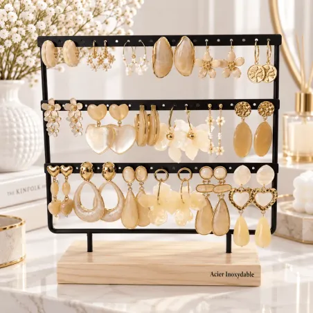 Pack de 18 boucles d'oreilles acier - NUDE