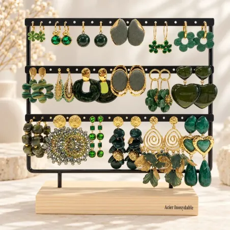 pack-18-boucles-oreilles-vertes-acier-inoxydable-presentoir