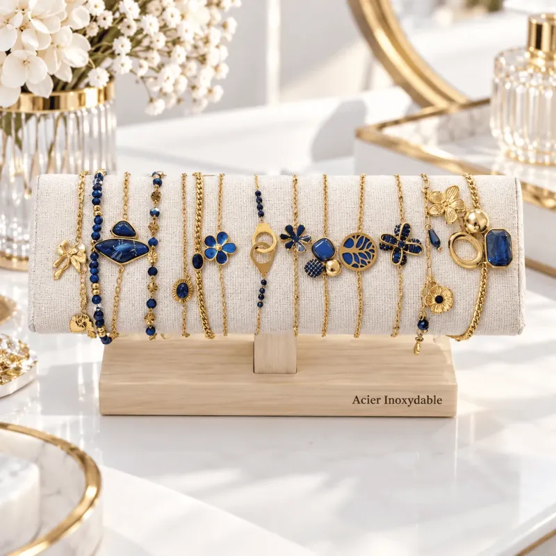 Pack de 12 bracelets acier - marine