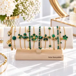 Pack de 12 bracelets acier inoxydable - VERT