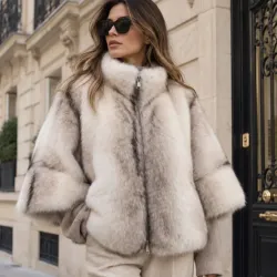 Veste en fausse fourrure à manches évasées