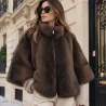 Veste en fausse fourrure à manches évasées