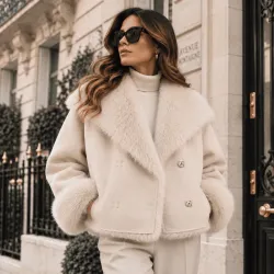 Veste Réversible Femme Fausse Fourrure et Suédine