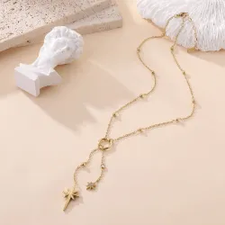 Collier Y Étoiles Doré en Acier Inoxydable – Grossiste