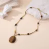 Collier Œil de Tigre Acier Inoxydable Doré – Grossiste Bijoux
