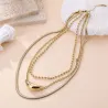 Collier 3 Rangs Acier Inoxydable Doré – Grossiste Bijoux