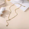 Collier en Y avec chaîne à perles et pendentif strass