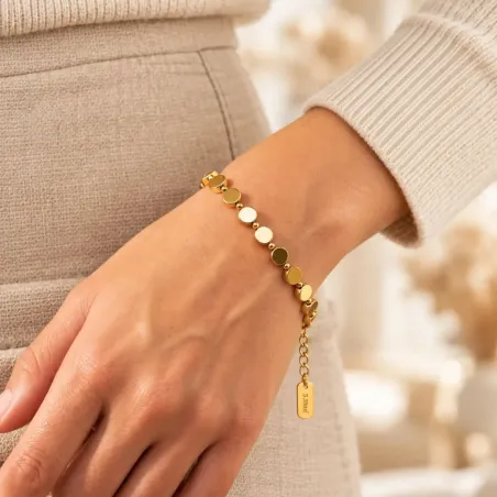 Bracelet Pastilles Dorées Acier Inoxydable – Grossiste