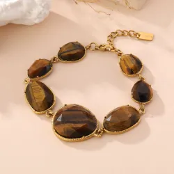 Bracelet doré à pierres ovales
