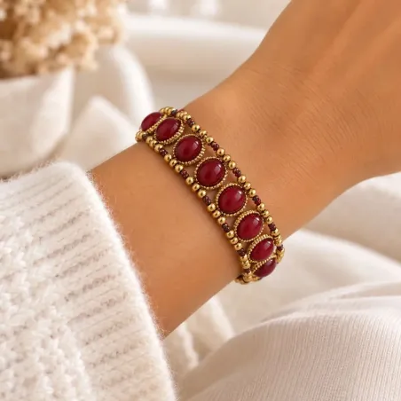 Bracelet Cabochons Ovales Acier Inoxydable – 3 Coloris