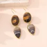 Boucles d’oreilles pendantes en acier – Pierre naturel