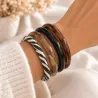 Pack 4 Bracelets Joncs Résine Femme – Noir, Marron & Zébré