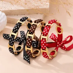 Pack de 3 Bracelets Tendance en Acier– Rubans à Pois