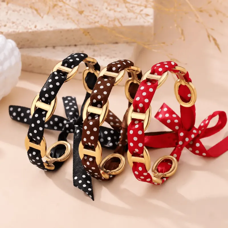 Pack 3 Bracelets Acier Inoxydable Doré à Pois | Grossiste