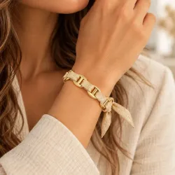 Lot de 10 bracelets dorés à rubans satinés et nœuds