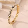 Bracelet Jonc Fleuri Laiton Doré Émail et Strass | Grossiste