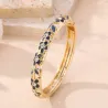 Bracelet Jonc Fleuri Laiton Doré Émail et Strass | Grossiste