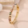 Bracelet Jonc Fleuri Laiton Doré Émail et Strass | Grossiste