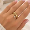 Bague dorée acier inoxydable pendentif strass