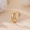 Bague dorée acier inoxydable pendentif strass