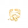 Bague acier avec pendentifs trèfles