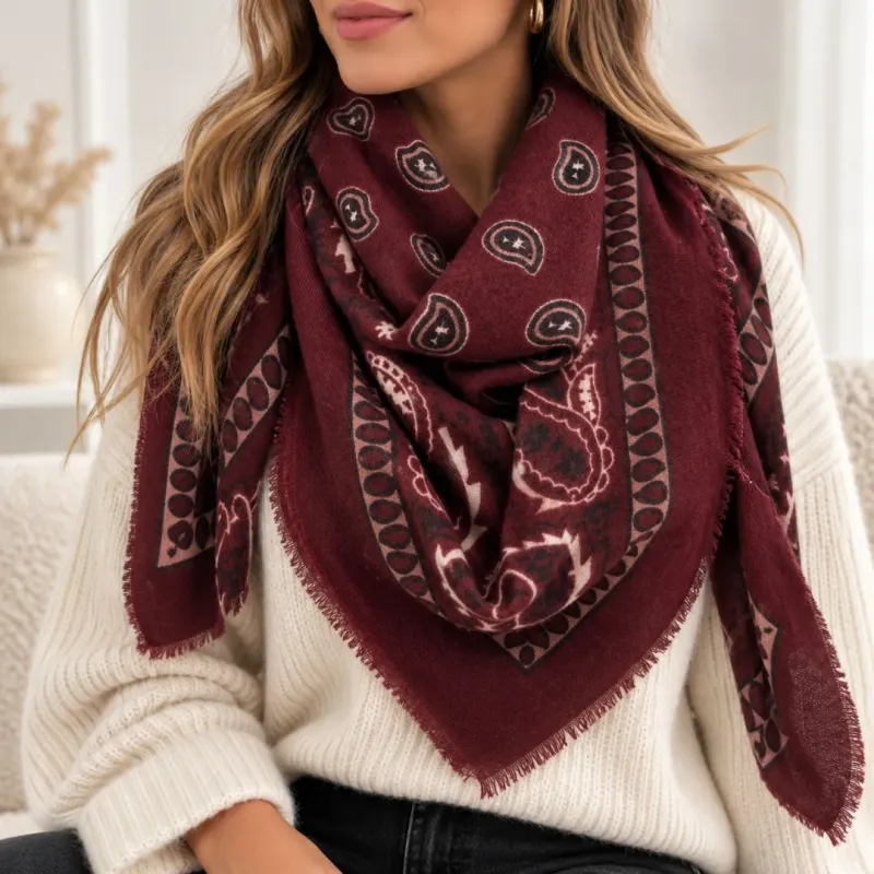 Foulard Carré Femme Imprimé Bandana Cachemire