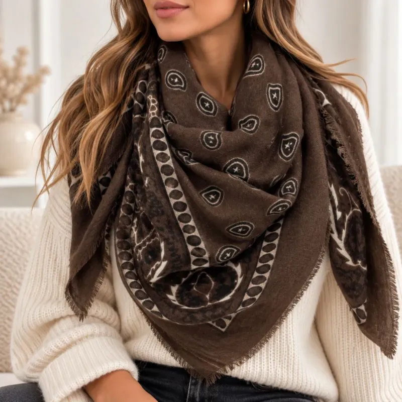 Foulard Carré Bandana Cachemire Femme 110x110 | Grossiste