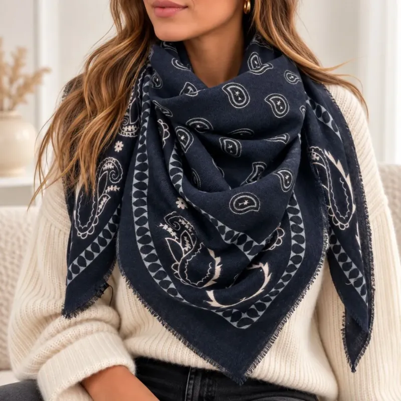 Foulard Carré Bandana Cachemire Femme 110x110 | Grossiste