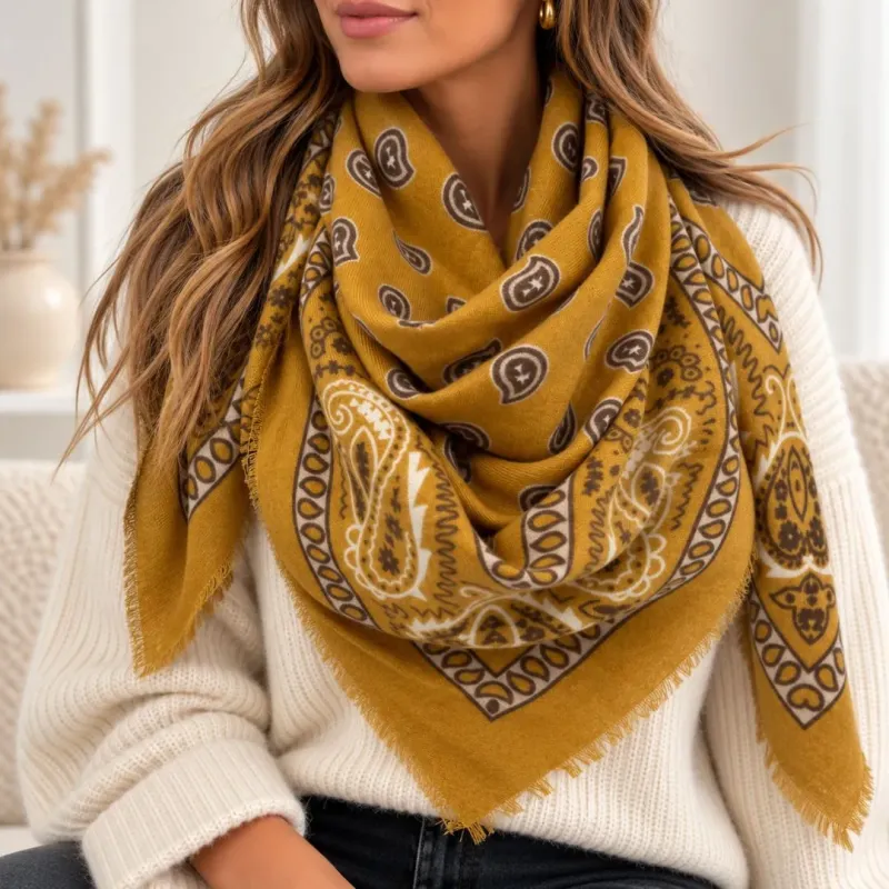 Foulard Carré Bandana Cachemire Femme 110x110 | Grossiste
