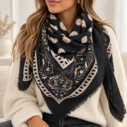 Foulard Carré Bandana Cachemire Femme 110x110 | Grossiste