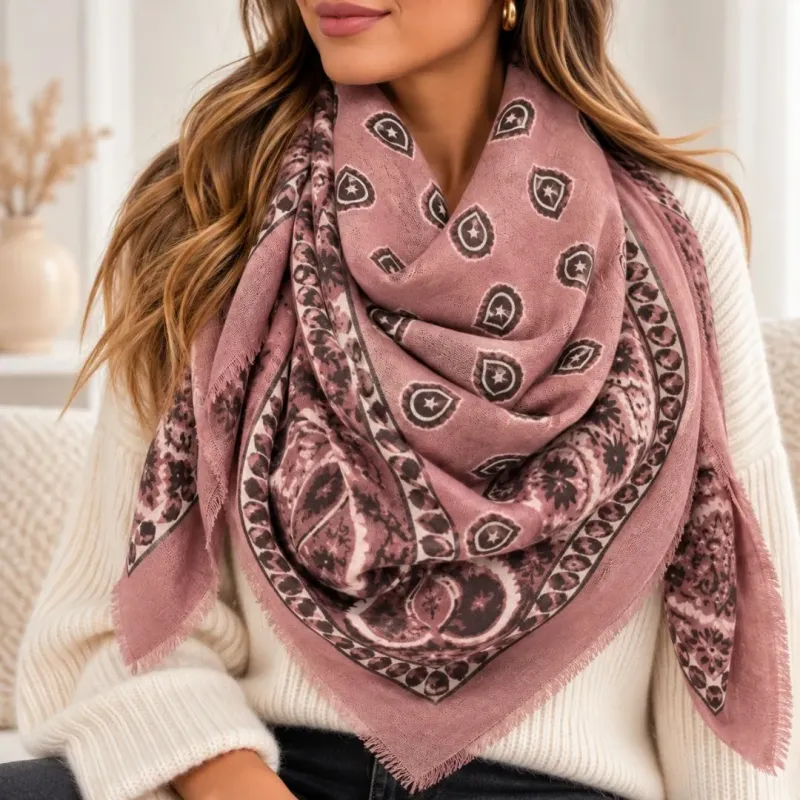 Foulard Carré Bandana Cachemire Femme 110x110 | Grossiste