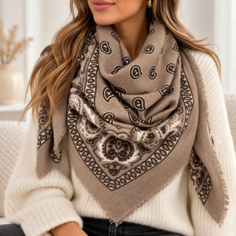 Foulard Carré Bandana Cachemire Femme 110x110 | Grossiste