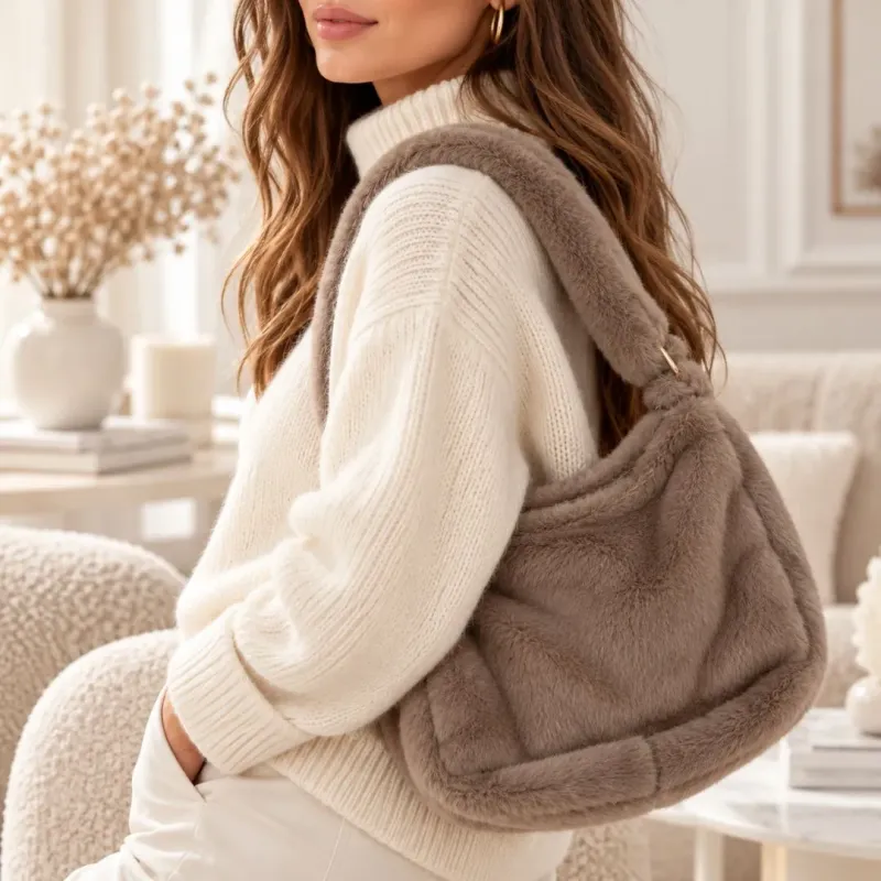 Sac à main en fausse fourrure douce