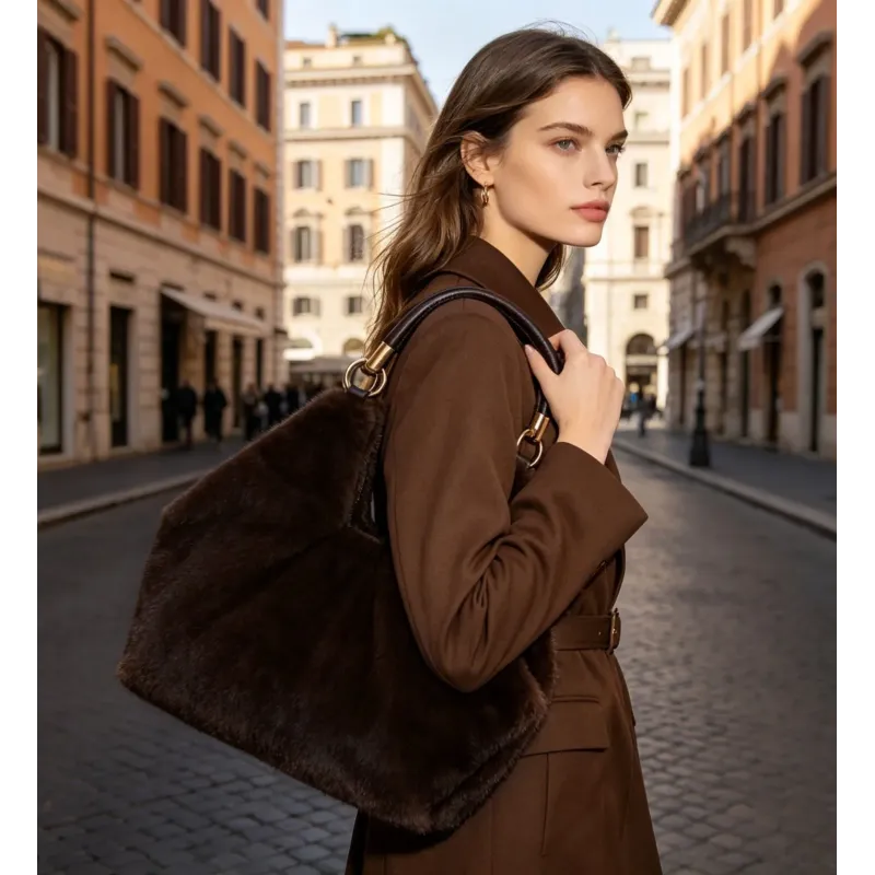 Sac Cabas Femme en Fausse Fourrure