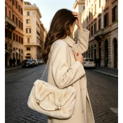 Sac Cabas Fausse Fourrure Femme 33x30 cm | Grossiste