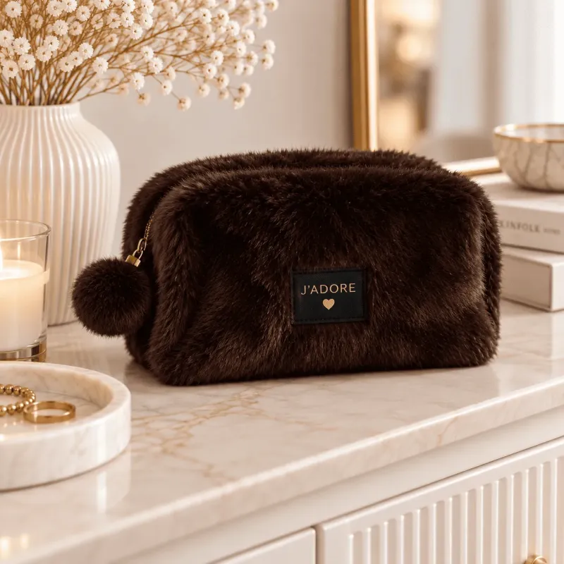 Trousse Fausse Fourrure J'ADORE 22 cm | Grossiste