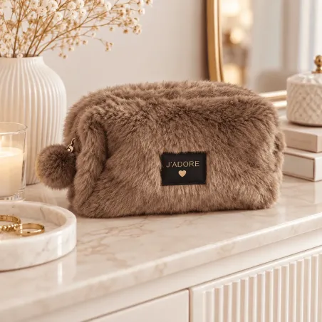 Trousse Fausse Fourrure J'ADORE 22 cm | Grossiste