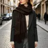 Écharpe motifs scintillants et franges 20% laine