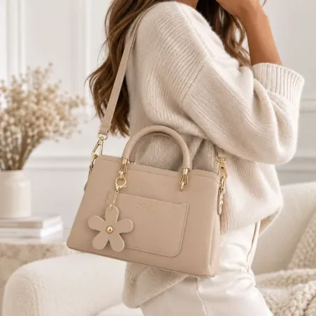 Sac à main avec bandoulière et porte-clés fleur