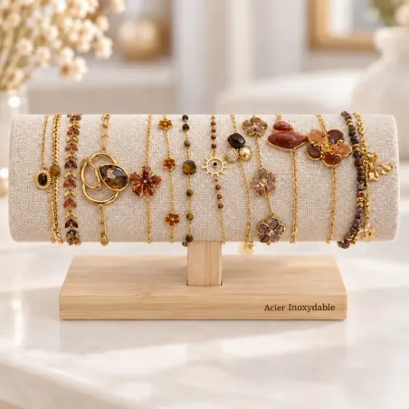 Pack de 12 bracelets acier - marron