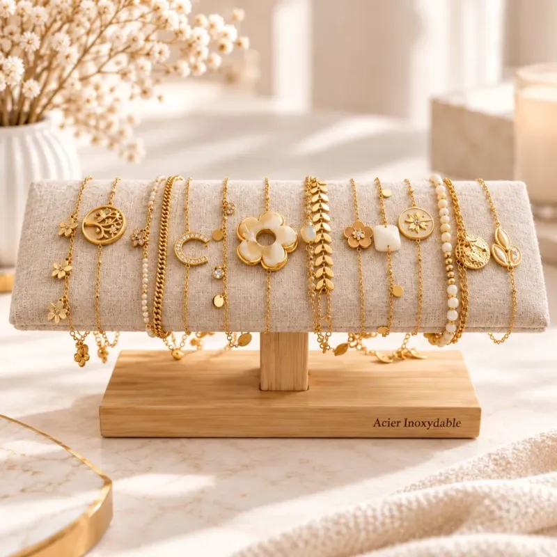 Pack de 12 bracelets acier - nude