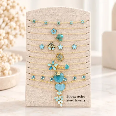 Pack 12 Colliers Acier Inoxydable - turquoise
